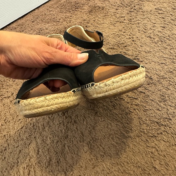 Gentle Souls Charli X Band Wedge Leather Sandals Shoes Black Espadrille 9.5 $179 - Picture 5 of 8